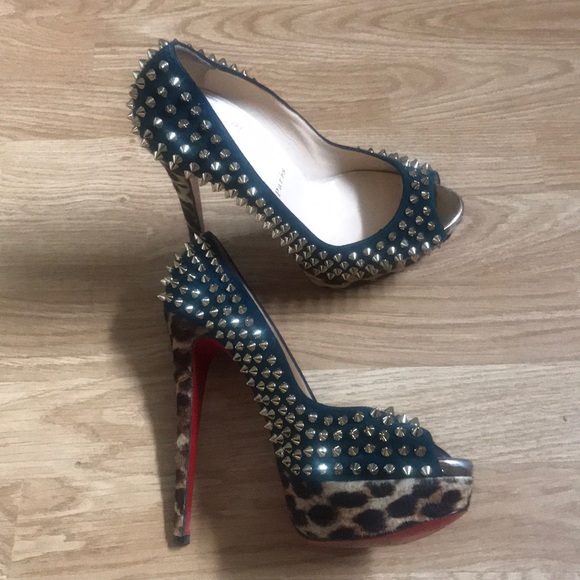Leopard Lady Peep Spiked Eu 38 Pumps